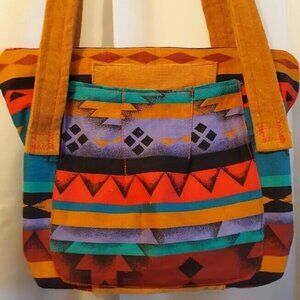 New Southwestern Cowgirl Shoulder Bag Satchel Purse Red Teal Geometric Aztec